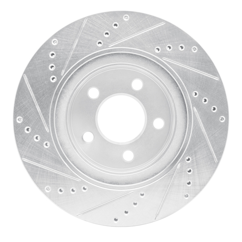 Ford Explorer Sport Brake Rotor (1) - Front Right - R1 Concepts - Drilled & Slotted - Silver - `01-`11